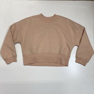 Frame Oversized Cropped‎ Sweatshirt Tan Cream Pink Women's Medium Thick